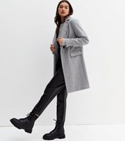 New Look Grey Lined Long Formal Coat
